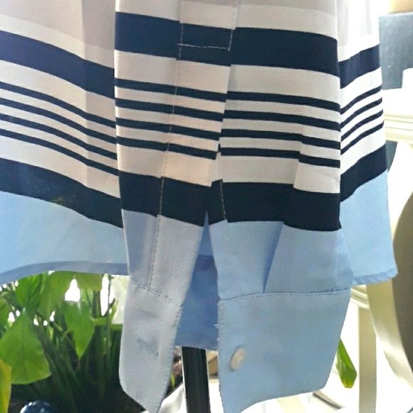 Calvin Klein Stripe Button Blouse 4 - Picture 6 of 11